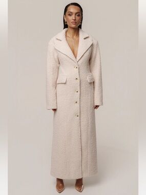 JLUXLABEL White Cream Ivory Teddy Coat Midnight Check In